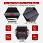 PHI VILLA Oversize Padded Zero Gravity Lounge Chair Black Red Steel Alloy