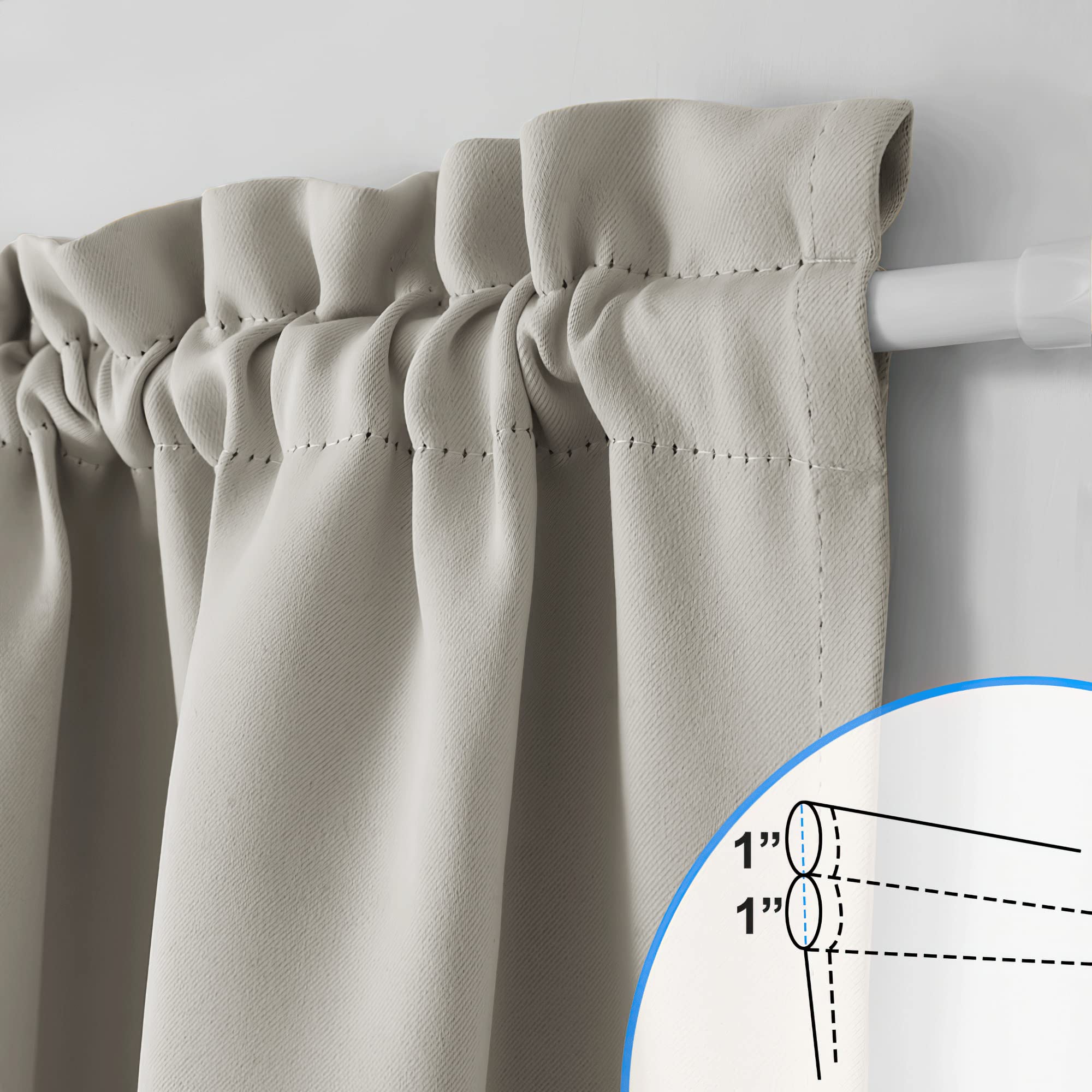 Nicetown Classroom Door Window Curtain, Farmhouse Room Darkening Front Curtains For Kitchen Rod Pocket Thermal Insulated French Door Curtain For Loft/Office, 36' W X 72' L, 1 Pc, Natural