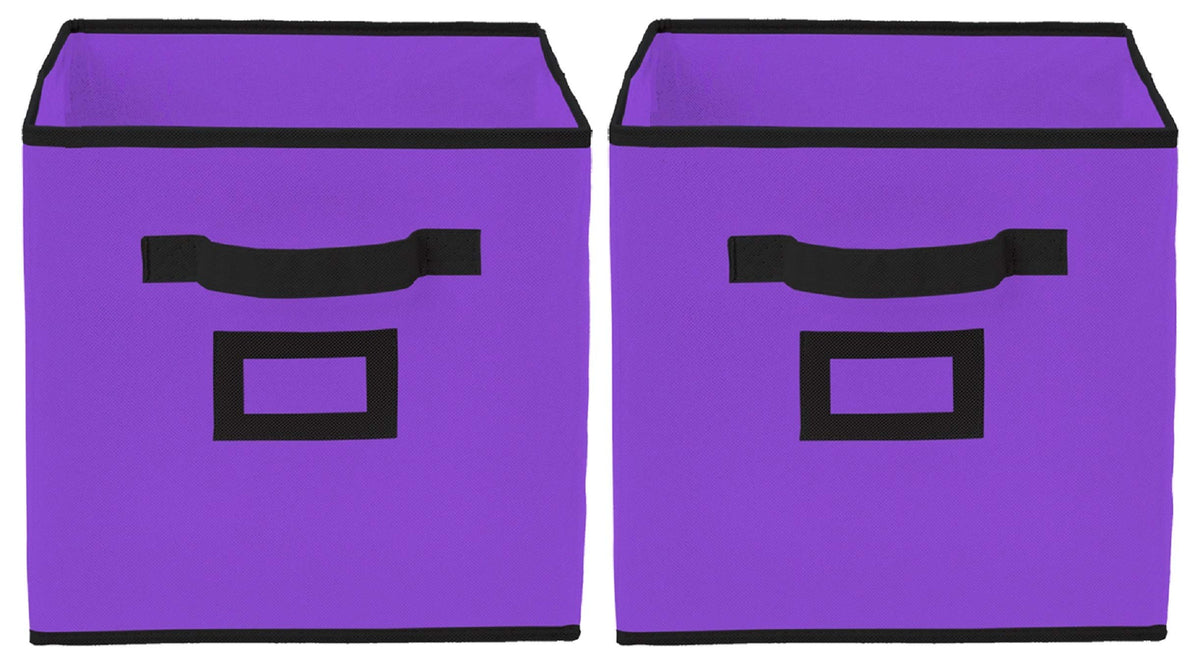 Kuber Industries Non Woven 2 Pieces Large Foldable Storage Organiser Cubes/Boxes (Purple)  Ctgtc35247