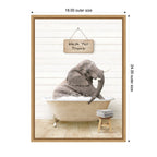 Sylvie Young Elephant in Modern Bathtub  Wash Your Trunk Framed Canvas by Amy Peterson