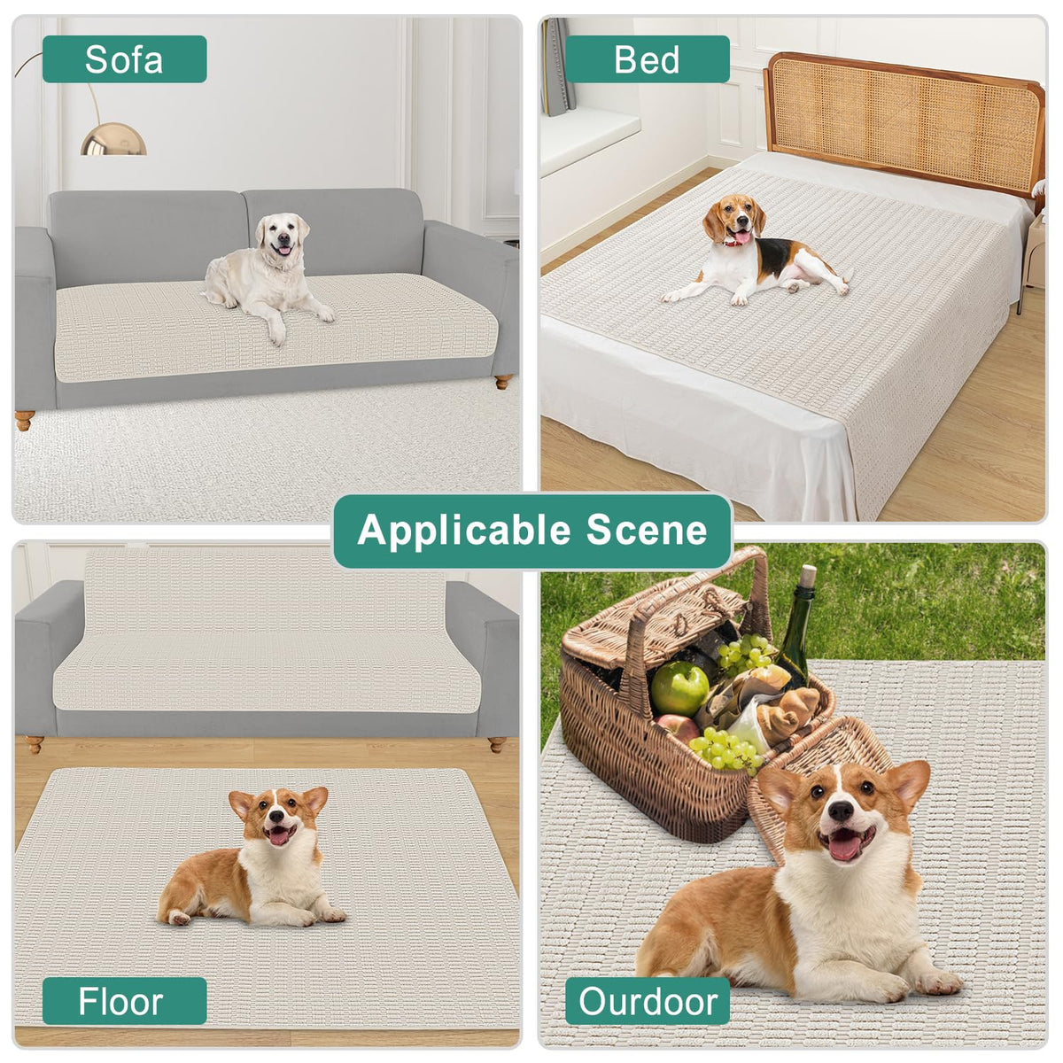 Foxdecor Dog Bed Cover Couch Cover For Pet, Anti-Slip Couch Pads For Sofa Chair Recliner Bed Furniture Protector, 32X82 Inch Cre