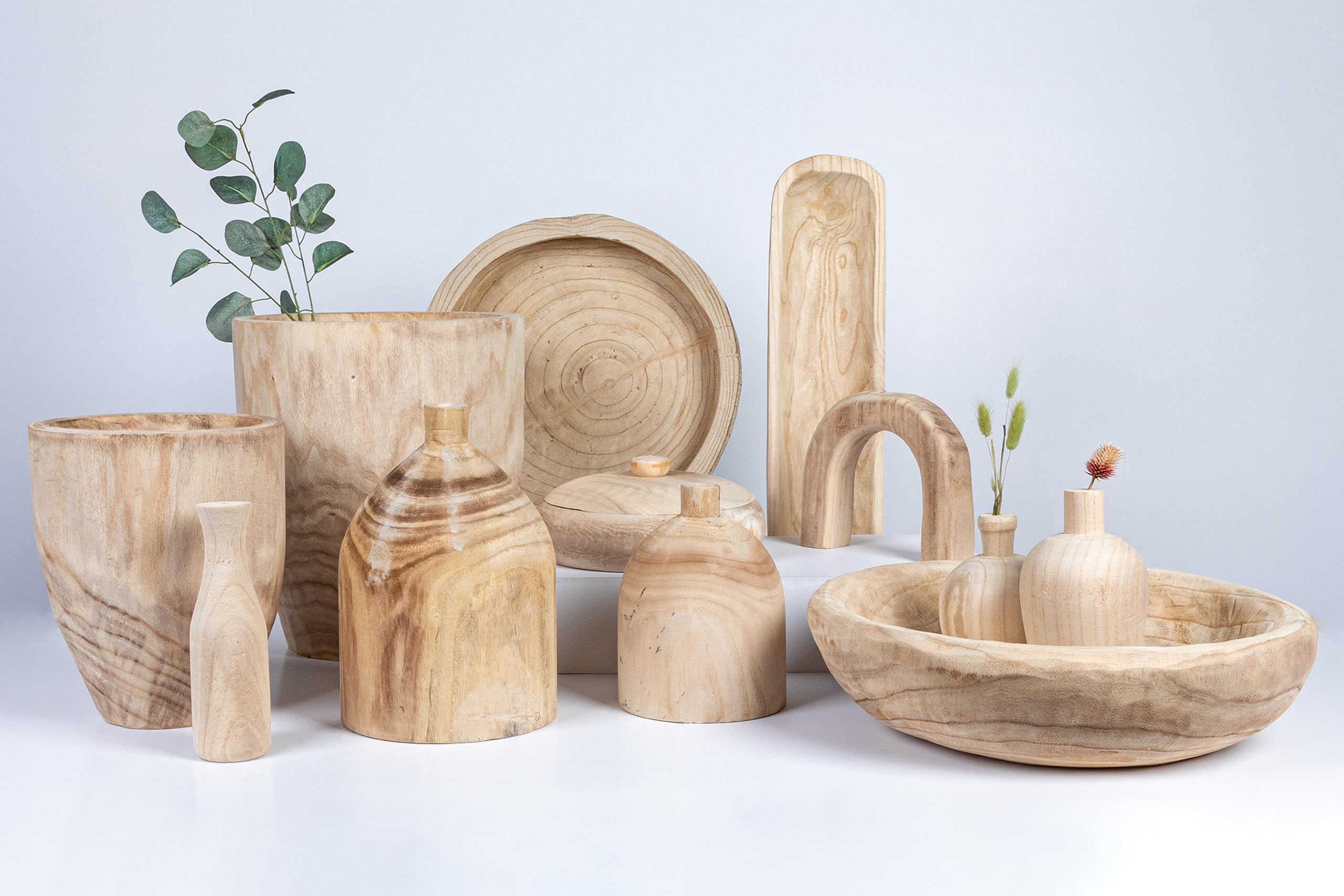 Creative Co-Op Paulownia Wood Hand Carved Tray