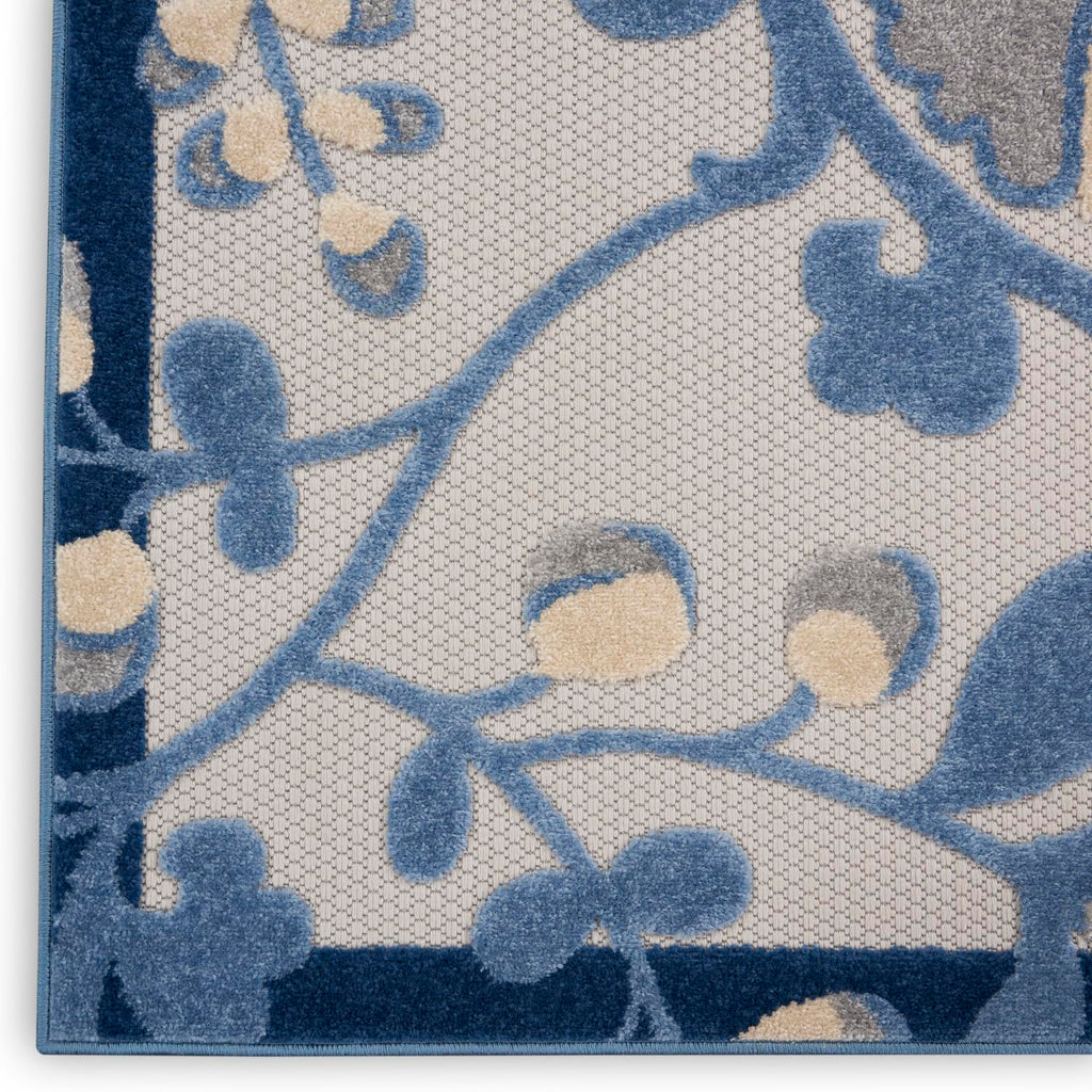 Nourison Aloha Indoor/Outdoor Blue/Grey 3' X 5' Area -Rug, Easy -Cleaning, Non Shedding, Bed Room, Living Room, Dining Room, Backyard, Deck, Patio (3X5)