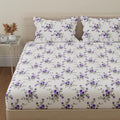 Huesland By Ahmedabad Cotton 144 Tc Cotton Bedsheet For Double Bed With 2 Pillow Covers  White, Purple