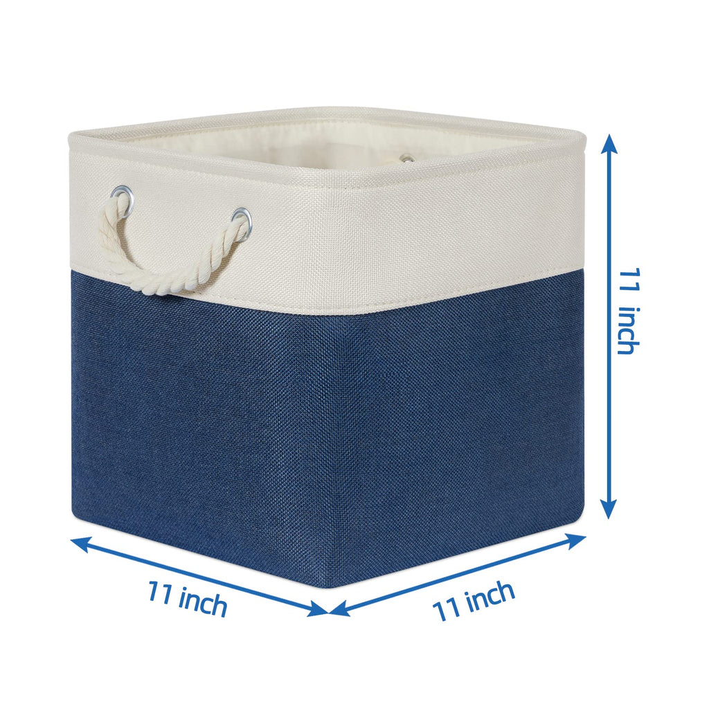 Temary Fabric Storage Cubes 11X11 Cube Storage Bins 4Pack Blue Basket For Organizing Home, Closet, Empty Gift Baskets With Handl