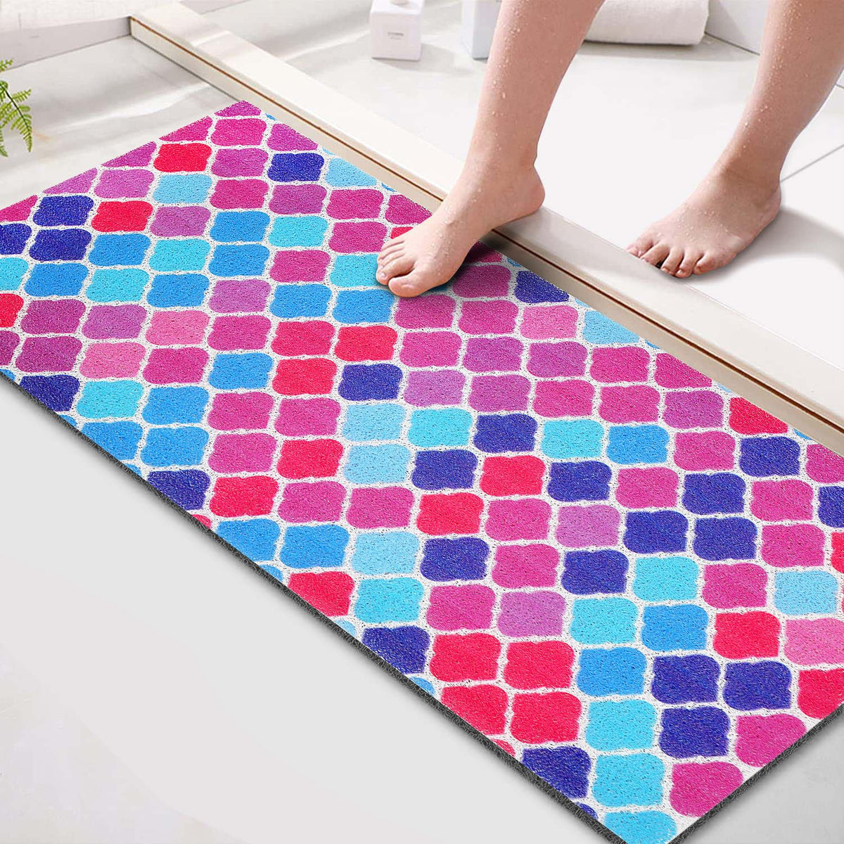 Non Slip Bathtub Mat, 15.7  36 Inch, with Drainage Holes, PVC Loofah Massage Bathmat for Shower, Bathroom, Wet Areas, Quick Dryi