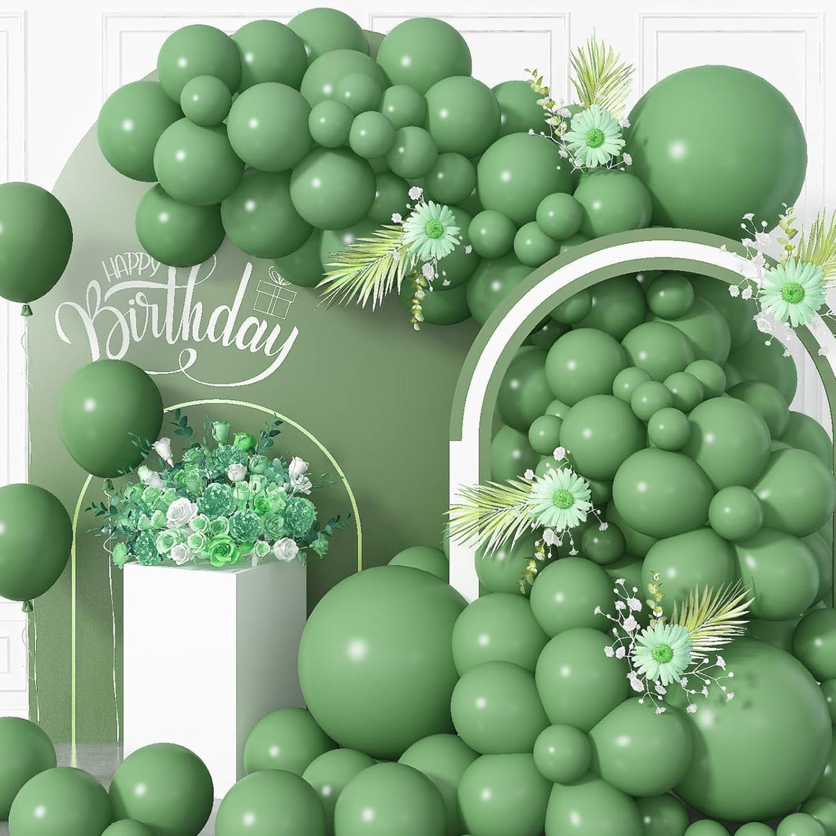 Balloon Bar 50 Pieces Olive Retro Balloons for Decoration  Balloons for Birthday, Anniversary, Mehndi, Wedding, Retirement Part