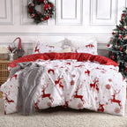 Caromio Christmas Duvet Cover Queen, Reversible Printed Comforter Cover Set Christmas Holiday Decorative Bedding, Soft Microfibe
