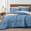 Bedelite Twin Comforter Set 5 Pieces Bed In A Bag - Soft Microfiber Reversible Blue Bed Set With Comforters, Sheets, Pillowcase