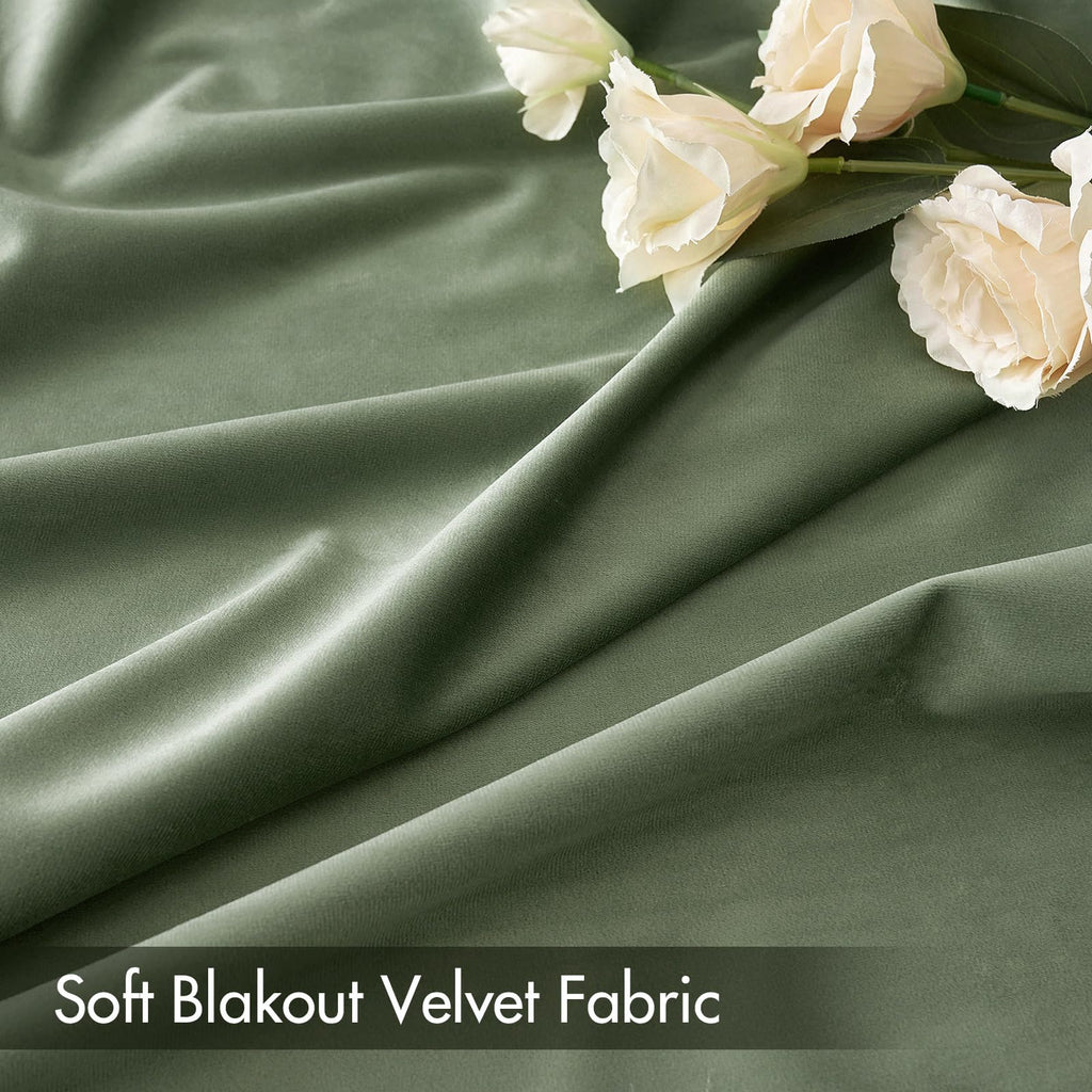 Miulee Velvet Curtains Sage Green Thermal Insulated Blackout Curtain Drapes For Bedroom Living Room Darkening 72 Inches Long Curtains Panels Rod Pocket Set Of 2