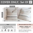Blissblush Gray Decorative Throw Pillow Cover 20X20 Combo Set Of 2 Square Boho Neutral Grey Accent Pillowcase Tassels Farmhouse