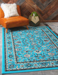 Unique Loom Sialk Hill Collection Area Rug - Washington (5 3 x 8 Rectangle Turquoise/Black)