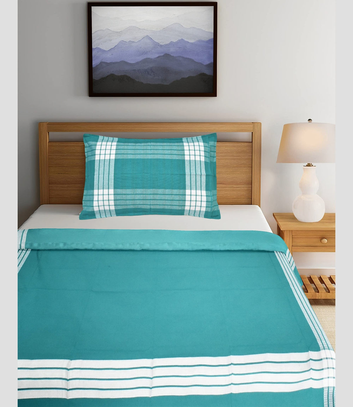 TUNI MANI Pure Cotton Bedsheet with Pillow Cover for Home/Hospitals, Size : 50 X 90 (Green)