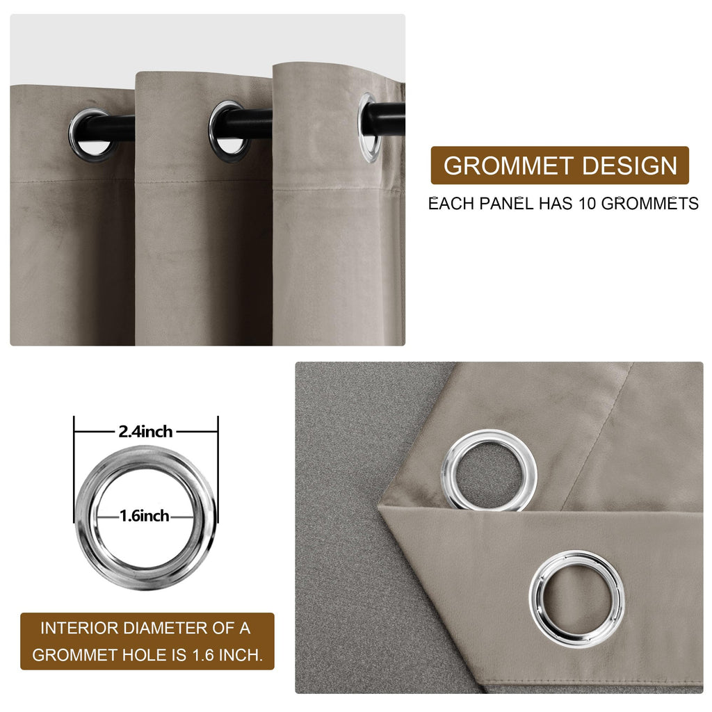 Dwcn Velvet Curtains Extra Wide - Elegant Super Soft Bundleable Room Darkening Window Curtains Grommet Design Neutral Style Wind