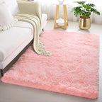 KCHOWUA Pink Fluffy Shag Rugs for Bedroom Girls,4x6 Machine Washable Soft Shaggy Fuzzy Throw Cute Large Area Rug for Living Room