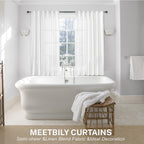 Meetbily White Kitchen Curtains 45 Inch Length 2 Panels Set Back Tab Pocket Farmhouse Light Filtering Semi Sheer Short Linen Cur