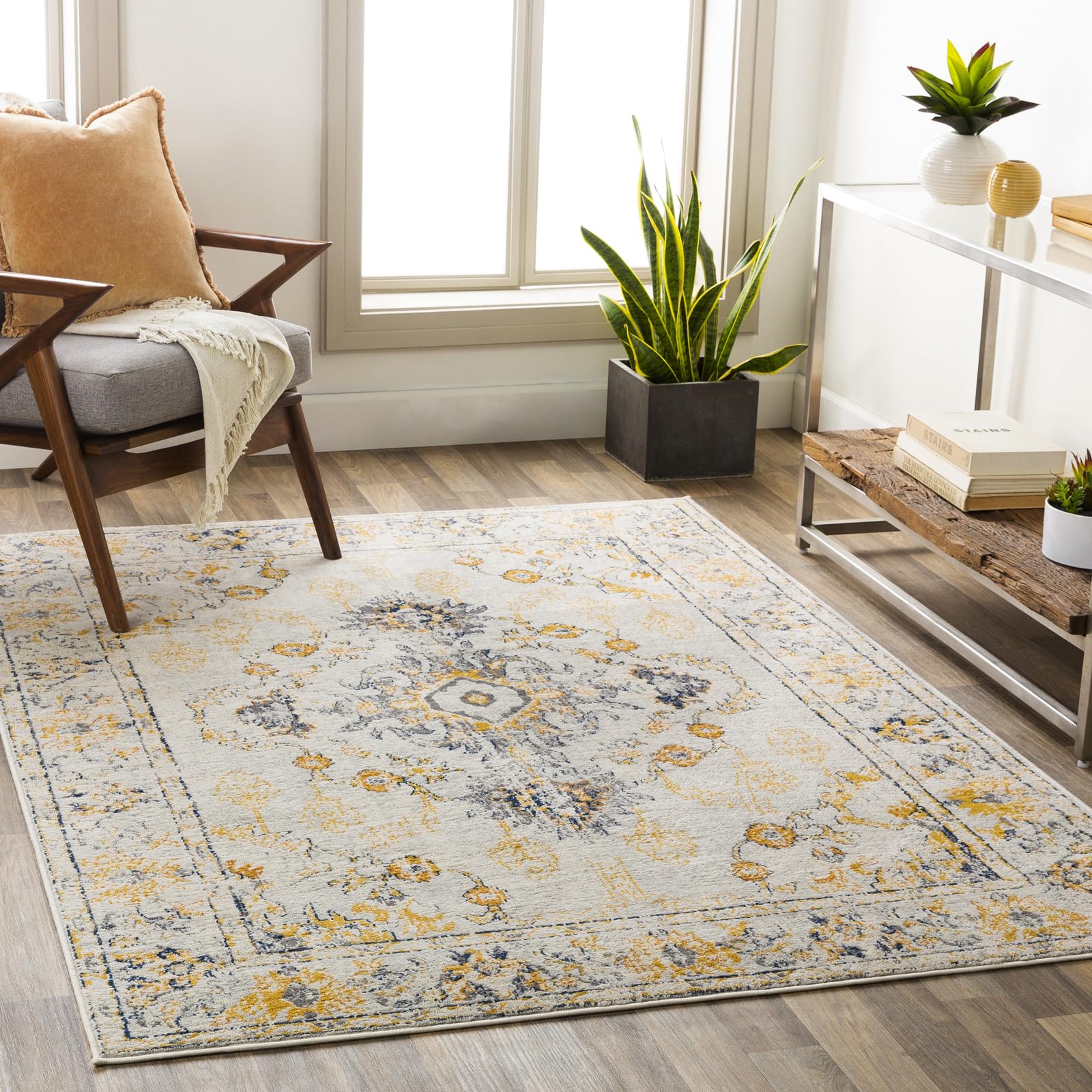 Livabliss Delney Oriental Area Rug,53 x 71,Yellow