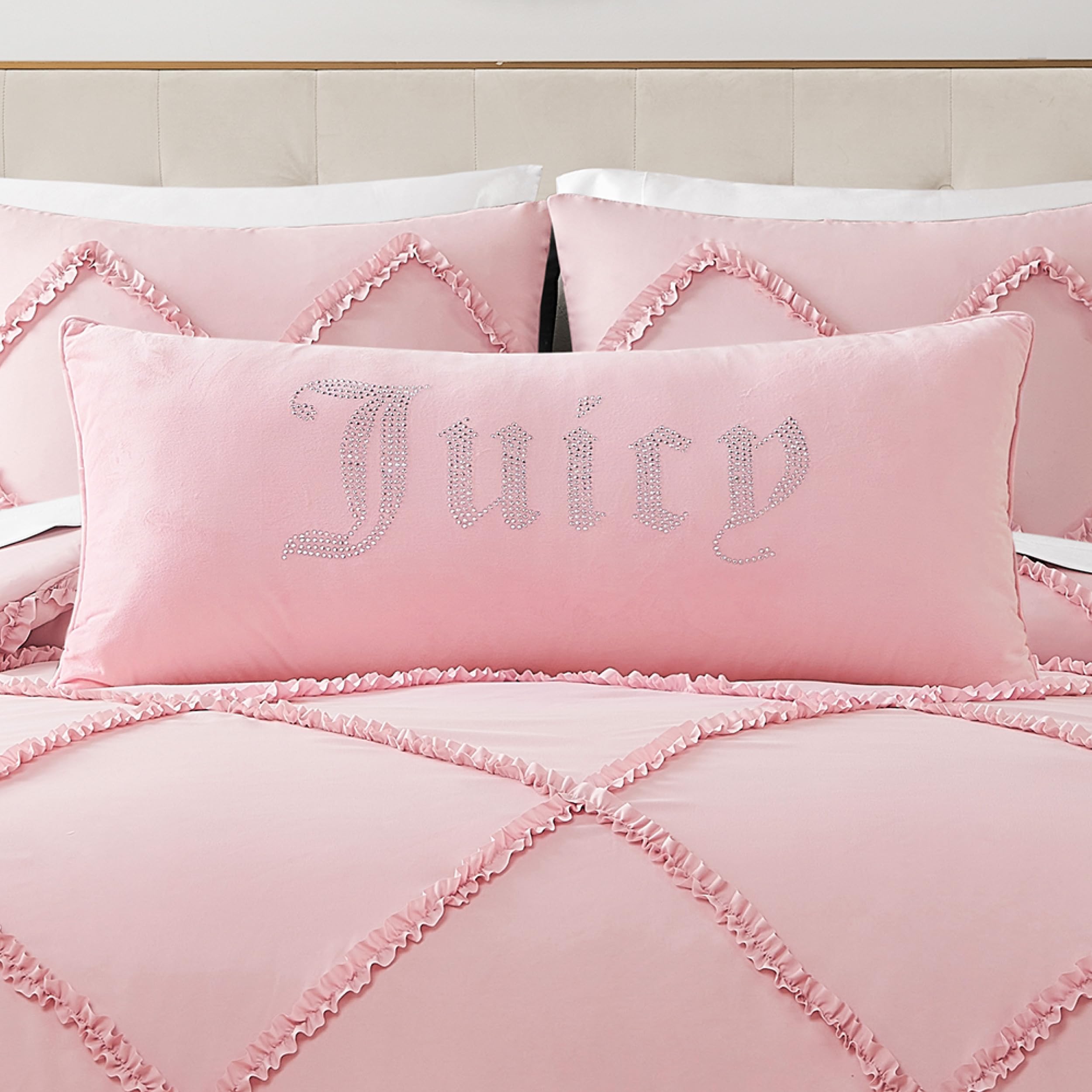 Juicy Couture Rectangle Decorative Accent, Premium Reversible Throw Pillow, Living Room And Bedroom D  Cor, 16'X36', Light Pin