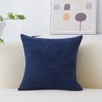 Home Brilliant Navy Blue Pillow Covers Supersoft Striped Textured Velvet Corduroy Decorative Throw Pillowcase For Couch, Navy Bl