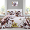 Drucon Floral Quilt Set King 3 Pieces Boho Blush Quilt Coverlet Set Soft Microfiber Lightweight Colorful Floral Quilted Bedsprea