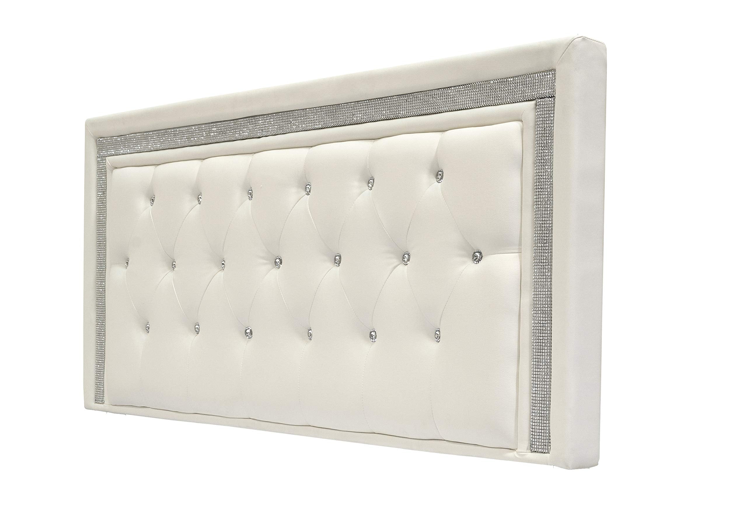 Best Master Furniture Hope Tufted Vinyl Upholstered Headboard, Queen/Full, White