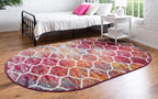 Unique Loom Trellis Frieze Collection Area Rug - Rounded (3' X 5' Oval, Multi/ Black)