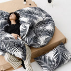 Karever Black Leaves Comforter Queen Black And White Palm Leaf Printed Comforter Sets Modern Boho Black Tropical Botanical Leave