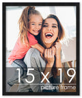 Poster Palooza 15x19 Frame Black Solid Wood Picture Frame | 0.75 Inch Moulding Width | Includes UV Acrylic Plexiglass, Foam Boar