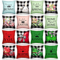 GlikCeil Set of 16 Easter Pillow Covers 18 x 18 Inch Buffalo Plaid Throw Pillow Covers Valentines Day St. Patricks Day Easter 