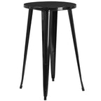Flash Furniture Nichols Commercial Grade 24" Round Black Metal Indoor-Outdoor Bar Table Set With 2 Cafe Stools