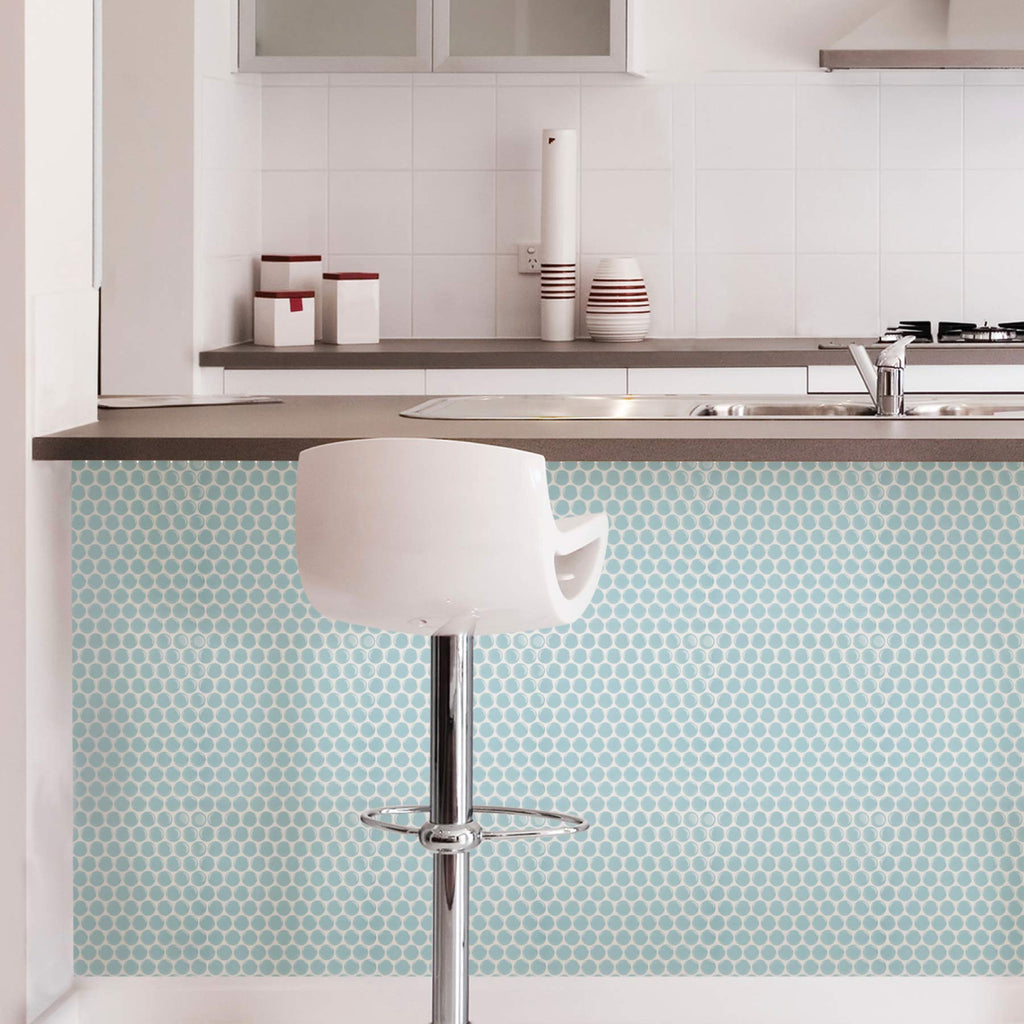 Inhome Nh2959 Penny Tile Peel & Stick Backsplash Tiles, Blue