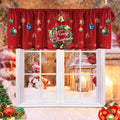SUNWISHA Christmas Wreath Curtains Valance for Kitchen Window Decor 52 x 18 Inch Red