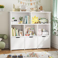 Teckid 2in1 Toy Storage Organizer with 5 Cubbies, Bookshelf & 3 Drawers