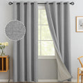 Yakamok Dove Grey Linen Curtains 100% Blackout 96 Inches Long,Room Darkening Textured Curtains For Living Room Thermal Grommet B