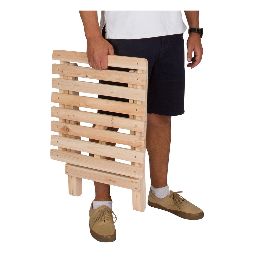 Shine Company Square Wooden Folding Solid Wood Side Table, Outdoor Adirondack Small Patio Table, Natural