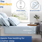 600 Thread Count Egyptian Quality 100% Cotton Sheets Set, Twin Xl Size Bedding Set In Light Blue