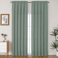 Lecloud Bessie Sage Green Curtains 96 Inches Long 2 Panels, Cozy Light Filtering Faux Linen Curtains, Durable Farmhouse Drapes w