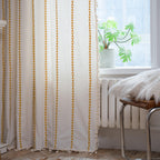 Sutuo Home Boho Curtains For Bedroom Living Room 108 Inches Long,Semi Blackout Farmhouse Tassels Vintage Bohemian Embroidery Drape, Rod Pocket 1 Panel 52' W X 108' L, White And Gold