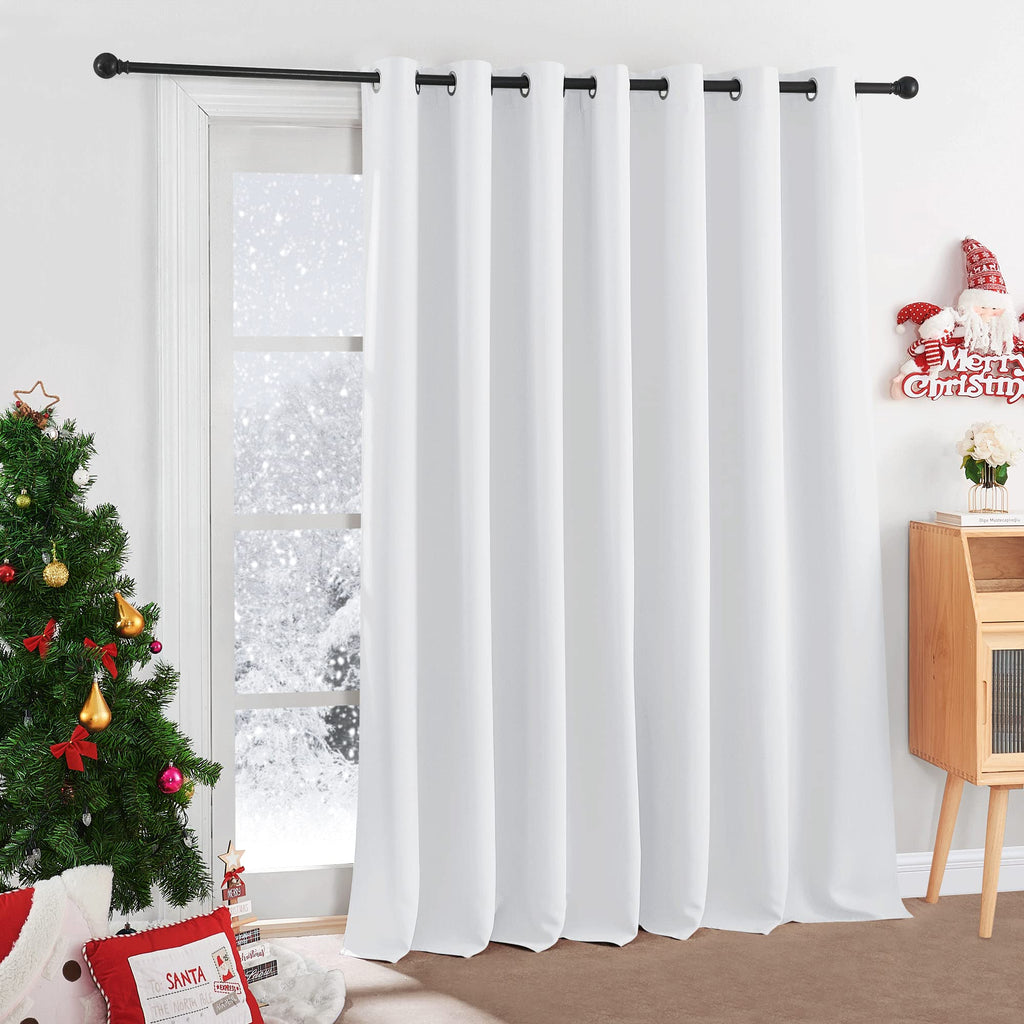 Ryb Home Room Curtains White - Extra Wide Curtain Room Darkening Privacy Shades Vertical Blind For Sliding Glass Door Open Door