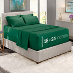 Hearth & Harbor 6 Piece Bed Sheet Set Extra Deep Pocket, Fits Mattress From 18-24 Inces Depth, Split King, Hunter Green