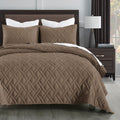 Horimote Home Quilt Set King Size Pine Bark, Classic Geometric Diamond Stitched Pattern, Ultra Soft Microfiber Lightweight Beddi