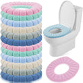 Tegeme 12 Pack 11.8   Thicker Bathroom Toilet Seat Cover Pads Bulk Soft Comfortable Cushion Cover Stretchable Toilet Seat Elas