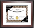 Creative Picture Frames 11x15 Mahogany Finish Diploma Frame with White Matting Holds 11 by 15-inch Documents with Glass and inst