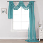DONREN Teal Window Scarf for Outdoor Decoration - Add Luxury Beautiful Elegant Effect to Curtain Panels (1 Panel, 52 x 216 Inche