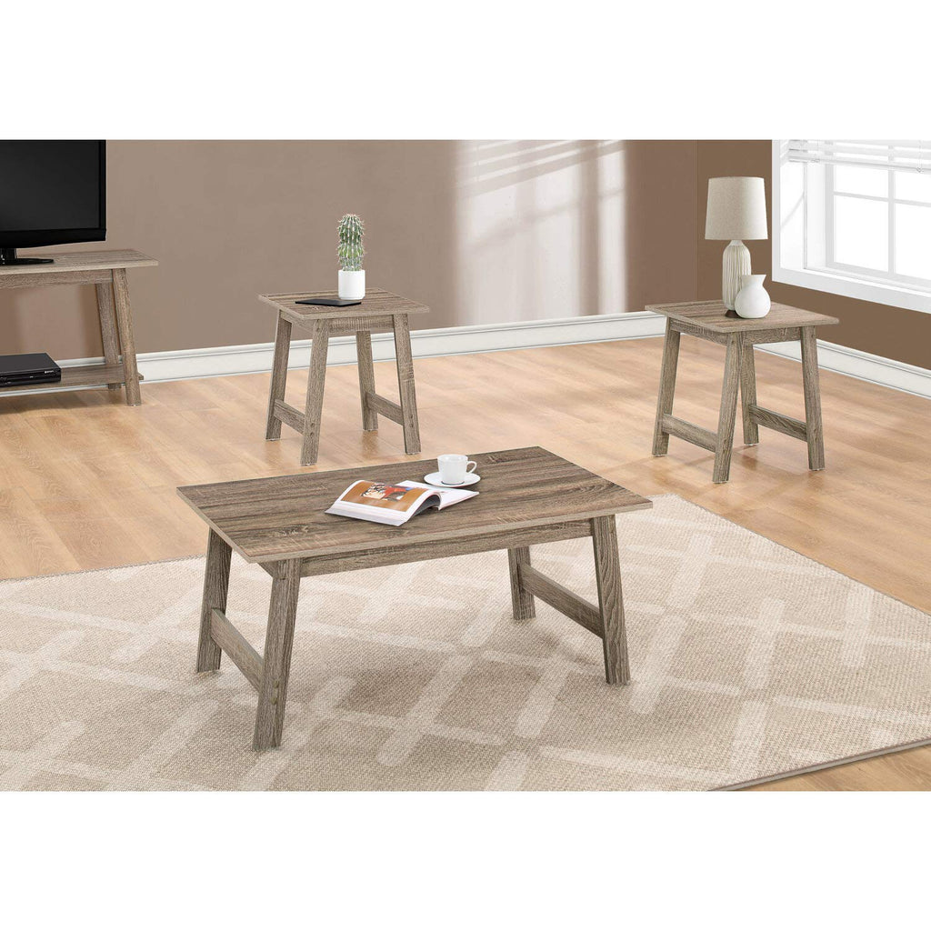 Monarch Specialties I Table SET-3PCS Set, Dark Taupe