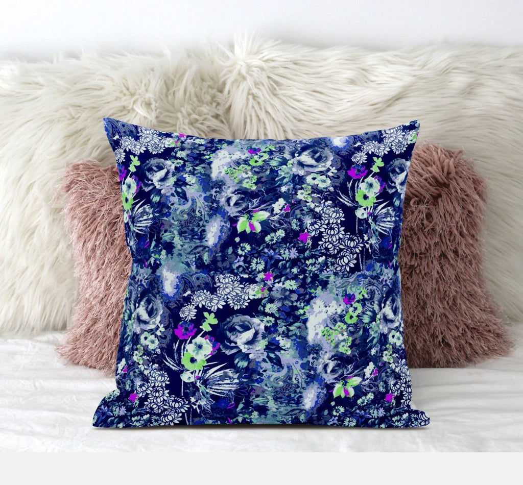 HomeRoots 18' Purple Blue Springtime Zippered Suede Throw Pillow