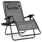Best Choice Products Oversized Zero Gravity Chair, Folding Outdoor Patio Lounge Recliner W/Cup Holder Accessory Tray And Removable Pillow - Gray