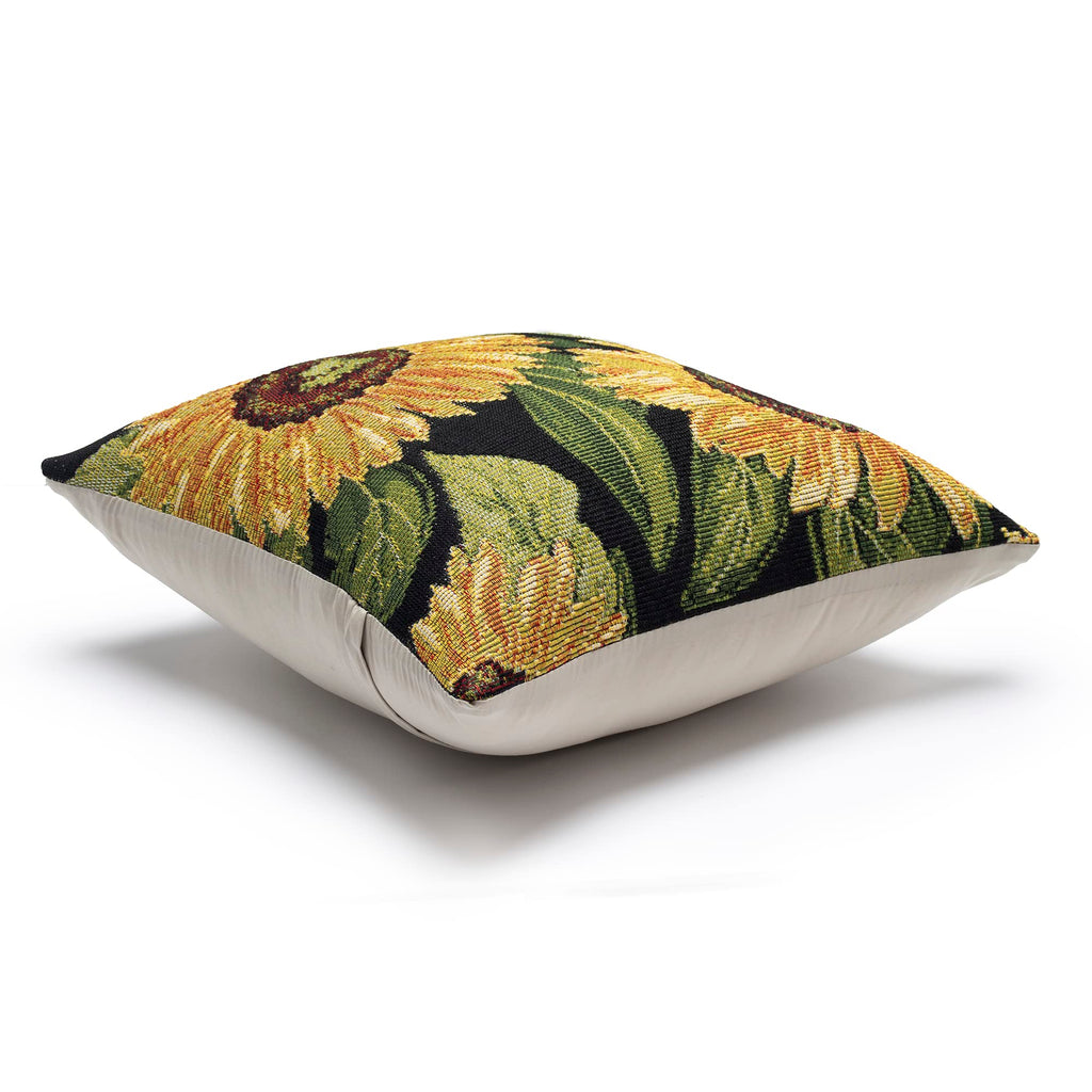 Liora Manne Marina Indoor/Outdoor Power Loomed Easy Care Pillows, 12' X 18', Sunflowers Black