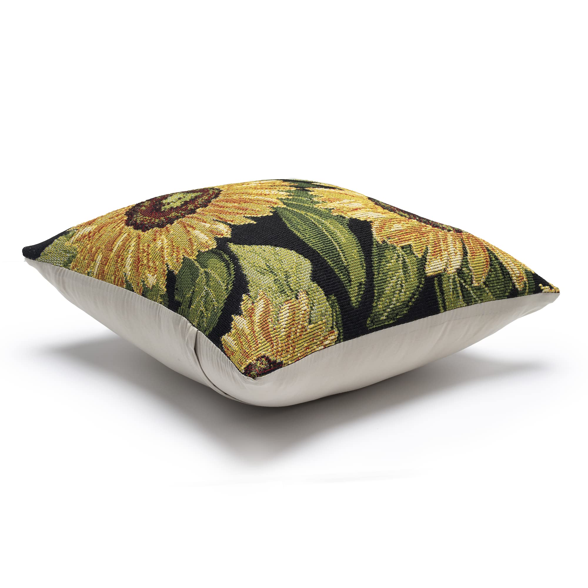 Liora Manne Marina Indoor/Outdoor Power Loomed Easy Care Pillows, 12' X 18', Sunflowers Black