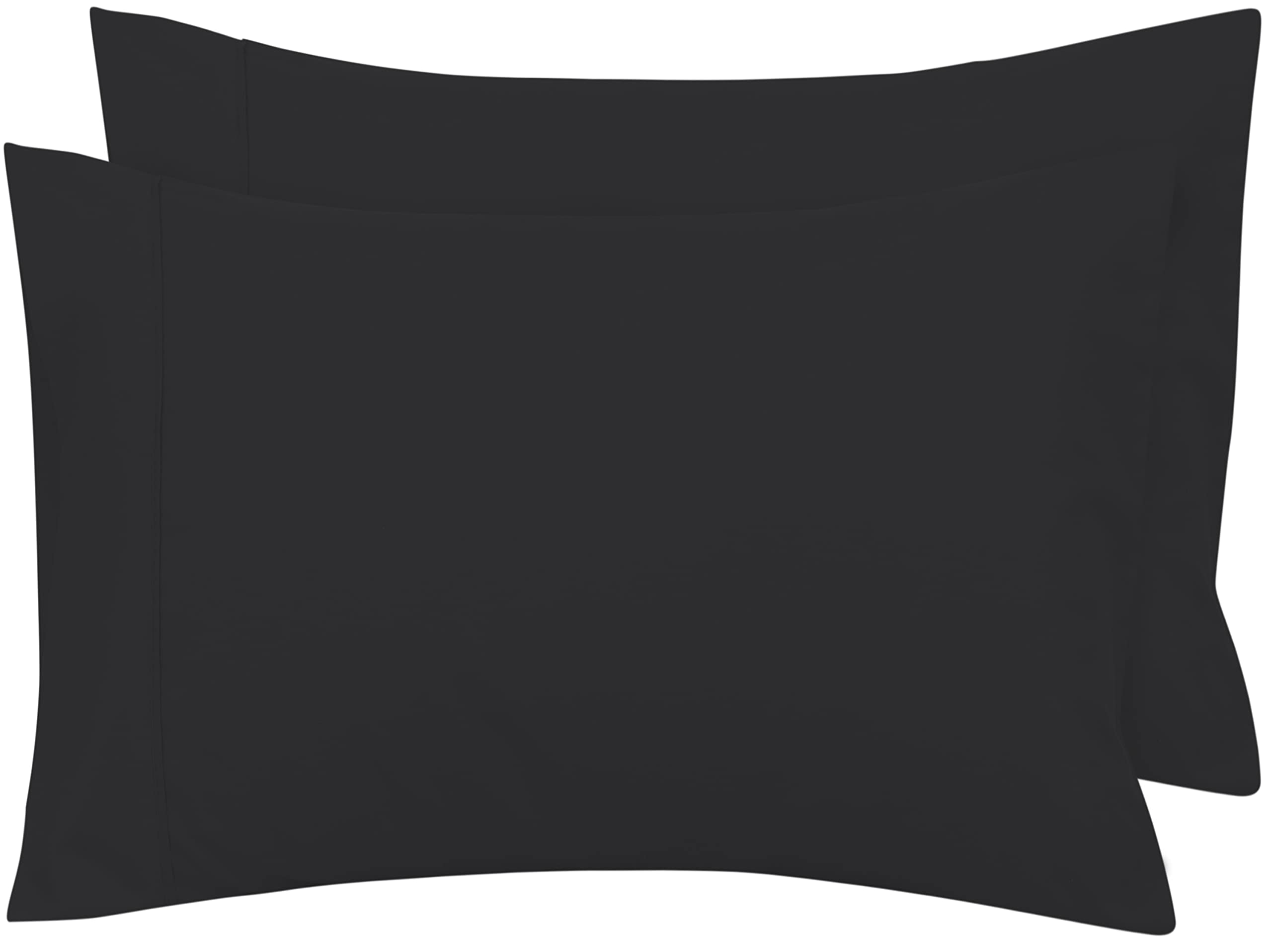 Royale Linens King Pillowcase Set Of 2 - Bed Pillow Cover - 20' X 40' -Black Pillowcases - 1800 Brushed Microfiber, Wrinkle &